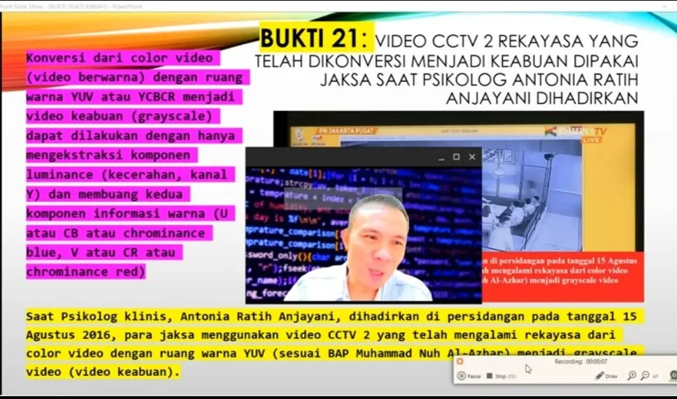 Rismon Sianipar, ahli digital forensik yang dihadirkan oleh tim pengacara Jessica Wongso, vokal bersuara terkait rekayasa CCTV kafe Olivier.