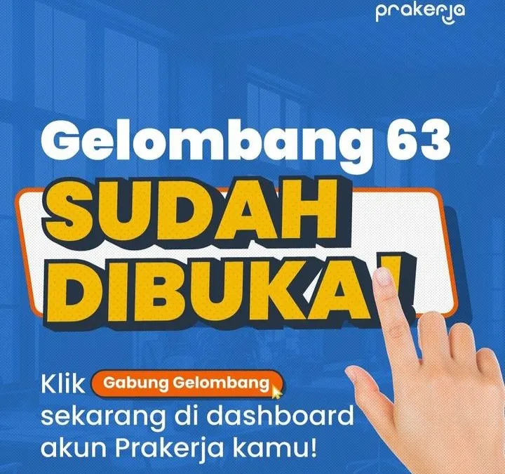 Pendaftaran Kartu Prakerja gelombang 63 sudah bisa diakses dengan mendaftar di laman resmi prakerja www.prakerja.go.id.