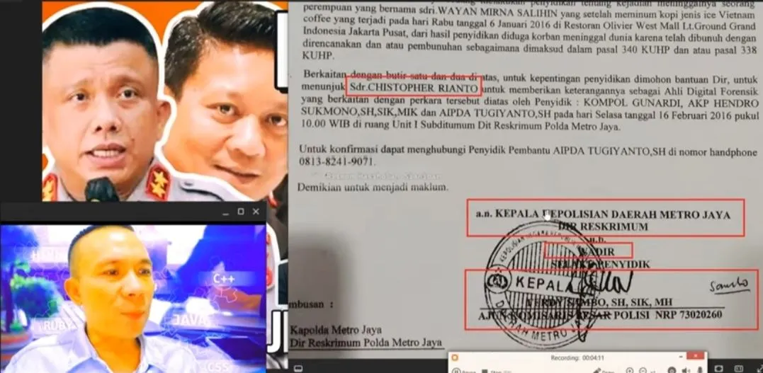 Rismon Sianipar Bongkar Keterlibatan Ferdy Sambo di Balik Rekayasa CCTV Kasus Jessica Wongso
