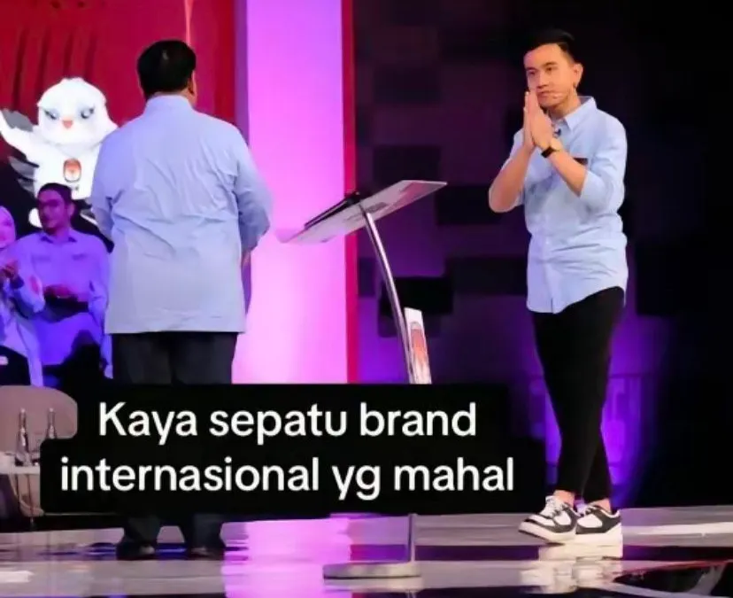 Sepatu Gibran saat debat Cawapres (Tiktok Indonesia Maju Banget)