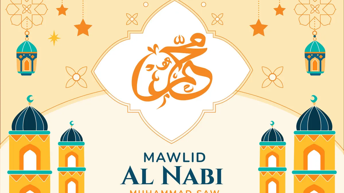 Ilustrasi sejarah dan makna Maulid Nabi Muhammad.