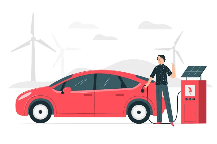 Ilustrasi mobil listrik.