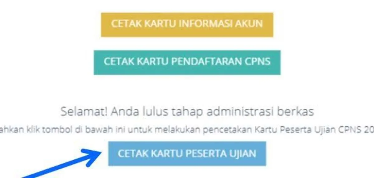 Setelah dinyatakan lolos dalam tahap administrasi, peserta dapat mencetak kartu ujian SKD sesuai dengan jadwal yang telah ditentukan.