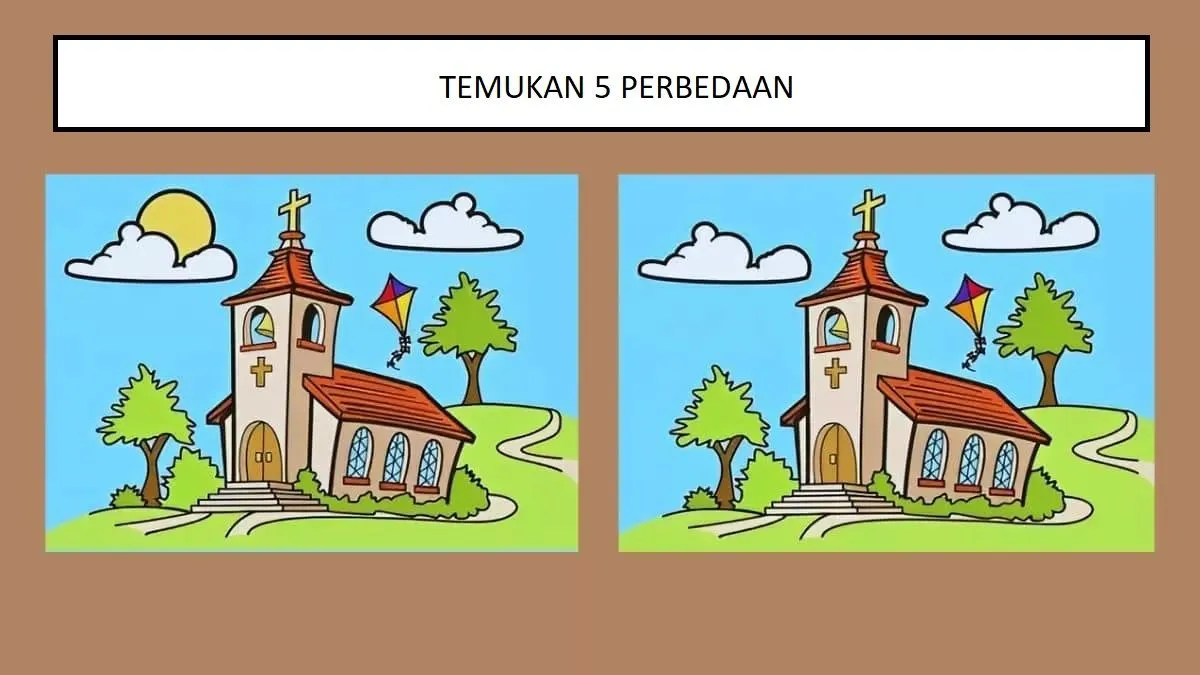 Pada tes IQ ini kamu diminta untuk menemukan 5 perbedaan pada gambar gereja. Coba jawab secara cepat dan tepat.