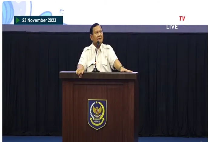 Hadiri Rakerda APDESI, Prabowo Subianto Curhat karena Tidak Boleh Kampanye dan Bicara Visi Misi