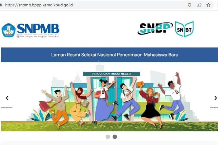 Halaman muka portal Seleksi Nasional Penerimaan Mahasiswa Baru (SNPMB)
