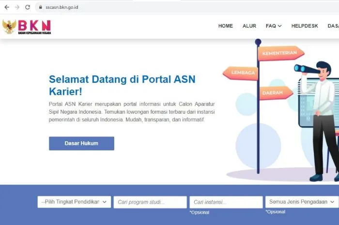 Tangkapan layar portasl SSCASN yang disediakan oleh BKN dalam rangka seleksi CPNS tahun 2023.