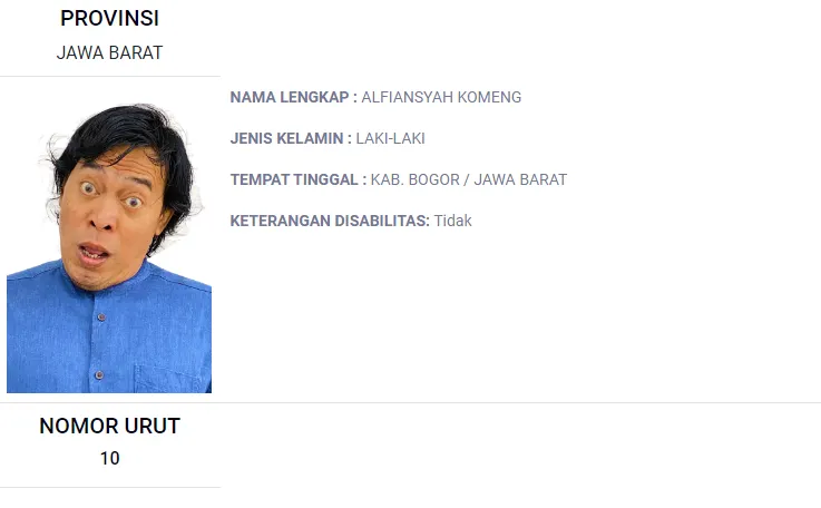 Keikutsertaan Alfiansyah Bustami atau Komeng dalam pemilu Dewan Perwakilan Daerah membuat warganet langsung terperanjat.