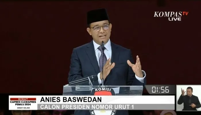 Capres No Urut 1, Anies Baswedan saat debat terakhir 4 Februari 2024