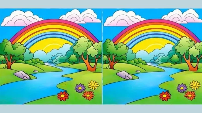 Tes IQ: Pecahkan Teka-teki dan Temukan 3 Perbedaan pada Gambar Pemandangan Pelangi Ini, Latih Daya Fokusmu