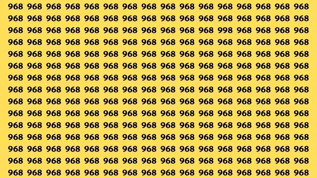 Jika kamu merasa memiliki mata yang tajam, cobalah untuk menemukan angka 998 dalam kumpulan angka yang sama 968 ini.