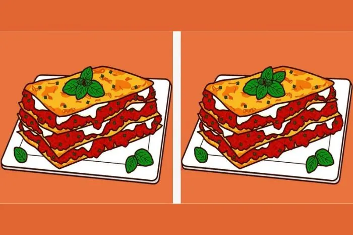 Gambar di atas menggambarkan dua gambar identik di mana kamu bisa melihat lasagna yang tampak lezat disajikan di atas piring.