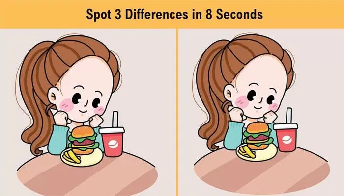 Tes IQ: Temukan 3 Perbedaan pada Gambar Gadis Makan Burger Ini