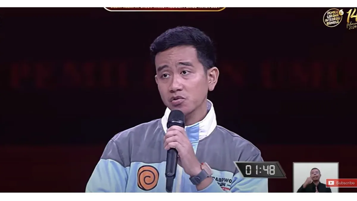Cawapres No Urut 2 Gibran Rakabuming | Selain keluar dari podium, Gibran Rakabuming juga diduga melanggar aturan debat yang lain, yakni menggunakan istilah yang tidak dimengerti.