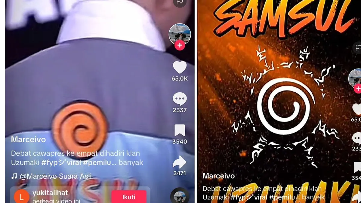 Jaket Naruto yang Dipakai Gibran Rakabuming  Bertuliskan 'SAMSUL' Klan Uzumaki