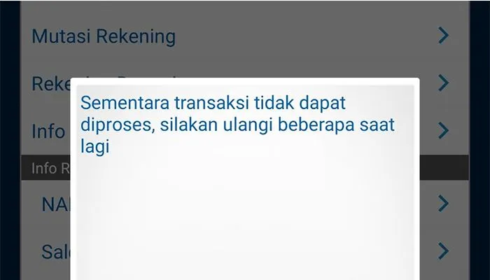 Mbanking BCA Error