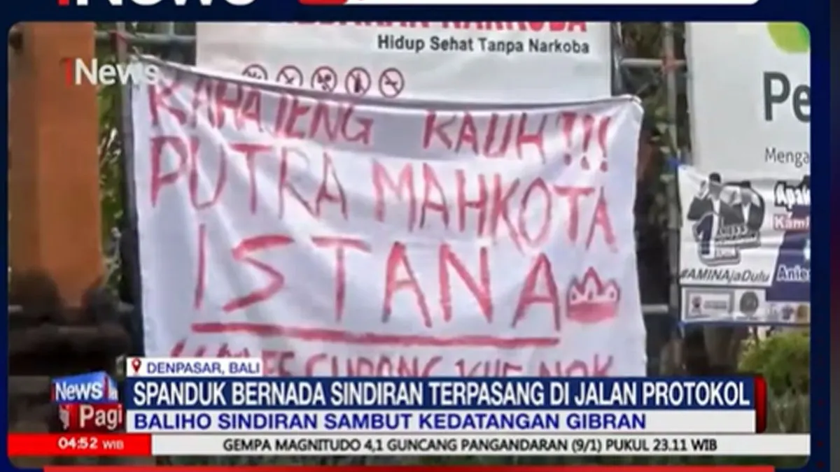 Gibran Rakabuming Disambut Baliho Bertuliskan Sindiran di Bali.