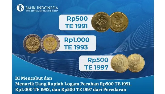 Uang Logam Rp500 Tahun Emisi 1991 dan Tahun Emisi 1997 dan Rp1.000 Tahun Emisi 1993 Ditarik dari Peredaran
