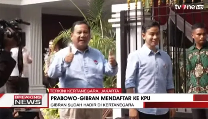 Prabowo Subianto dan Gibran Rakabuming Daftar ke KPU