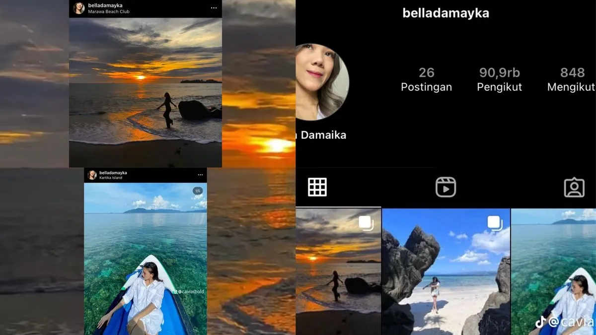 Akun Instagram Bella Damaikan, suka posting foto pantai
