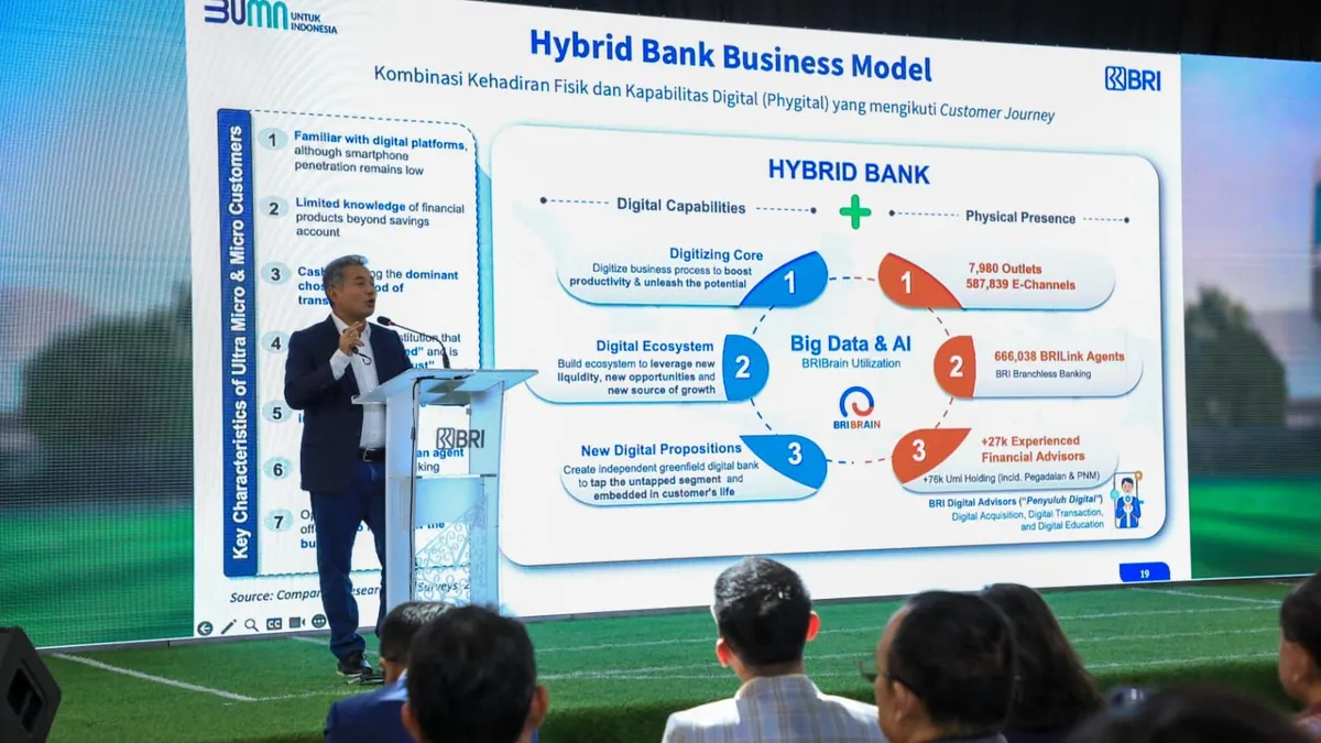 Sunarso Dirut BRI sedang Menjelaskan Soal Hybrid Bank Business Modal