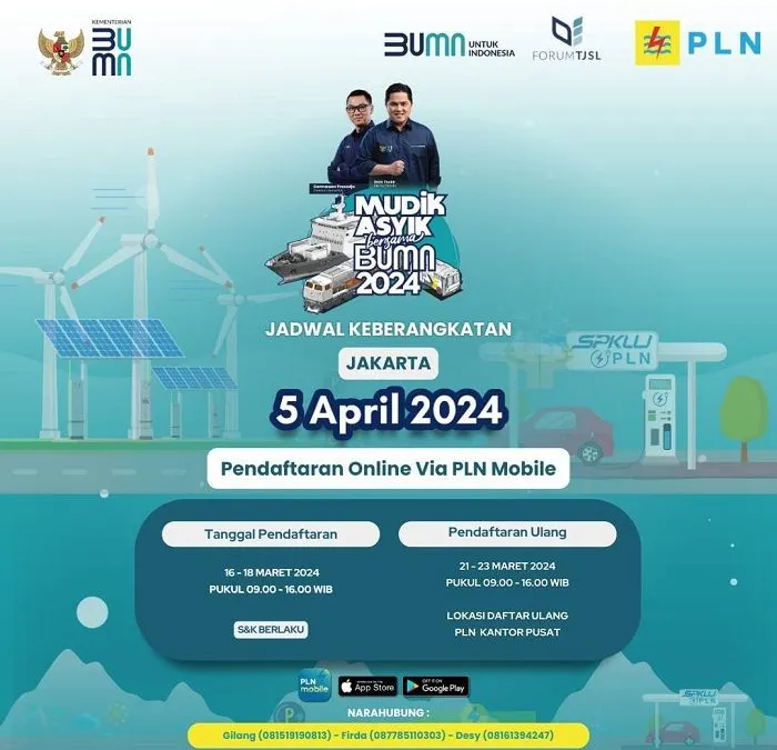 Informasi pendaftaran mudik asyik bersama PLN. 