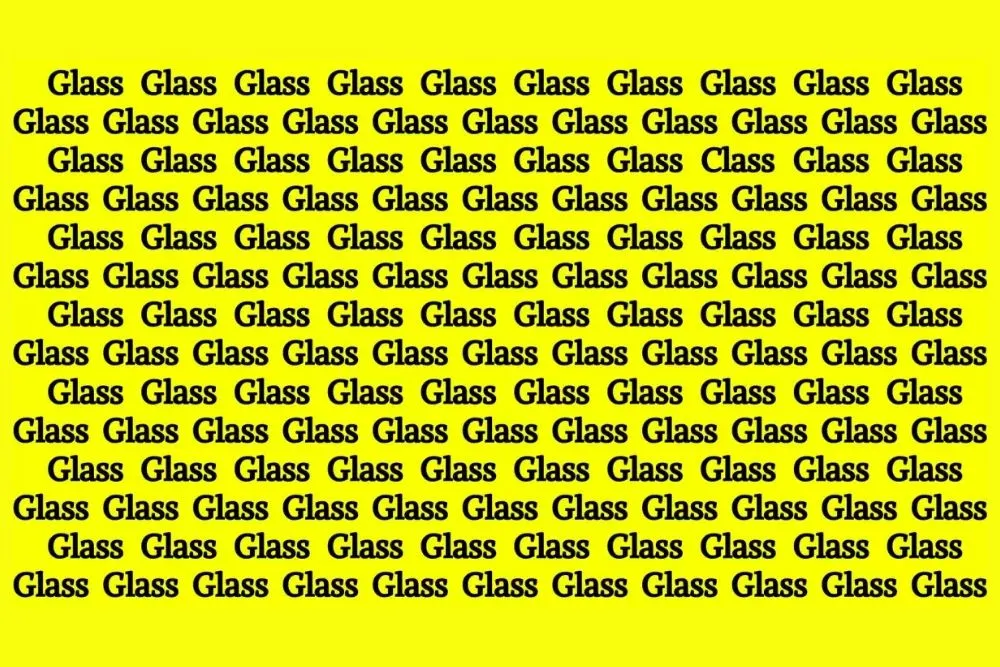 Dalam tes penglihatan ini kamu diwajibkan untuk menemukan kata CLASS dari banyaknya kata GLASS. Bisa melakukannya dalam waktu cepat?