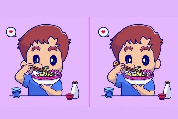 Tes IQ: Seberapa Jeli Mata Kamu? Cari 3 Perbedaan pada Gambar Anak yang Sedang Makan Mie, Mudah Lho!