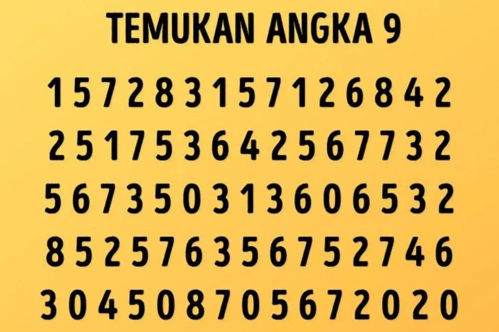 Tes Penglihatan: Perhatikan! Ada Angka 9 pada Kumpulan Angka Acak Ini, Bisa Menemukannya? (sisiterang.com)