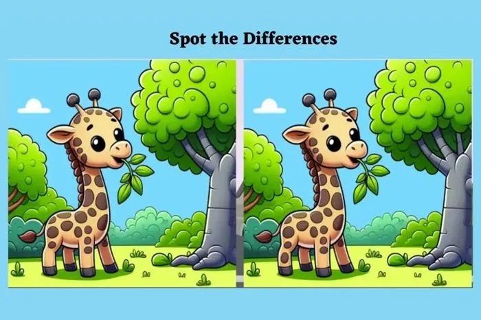 Tes IQ: Seberapa Fokus Matamu? Temukan 3 Perbedaan pada Gambar Jerapah Makan Dedaunan Ini, Kerahkan Kemampuan Observasi