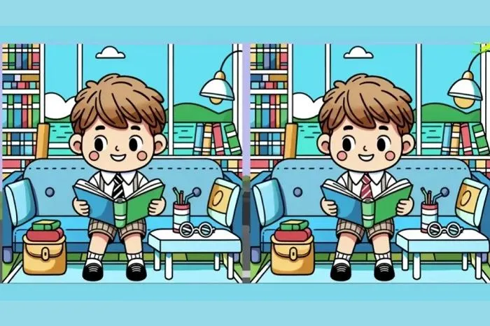 Tes IQ: Amati Gambar Anak Laki-laki yang Sedang Membaca Buku, Bisakah Kamu Temukan 3 Perbedaannya?