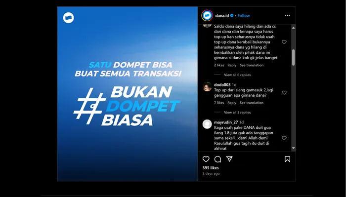 WADUH! Dompet Digital DANA&nbsp;Banjir Keluhan, dari Uang Disedot Capai Rp1,8 Juta hingga CS Slow Respons