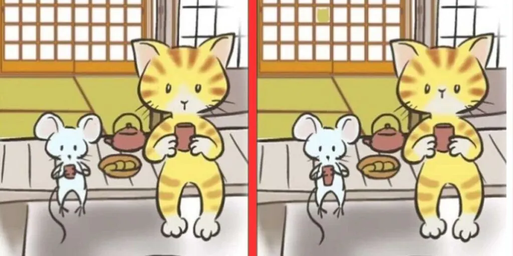 Tes IQ: Siap Hadapi Tantangan? Temukan 3 Perbedaan di Gambar Kucing dan Tikus Minum Teh