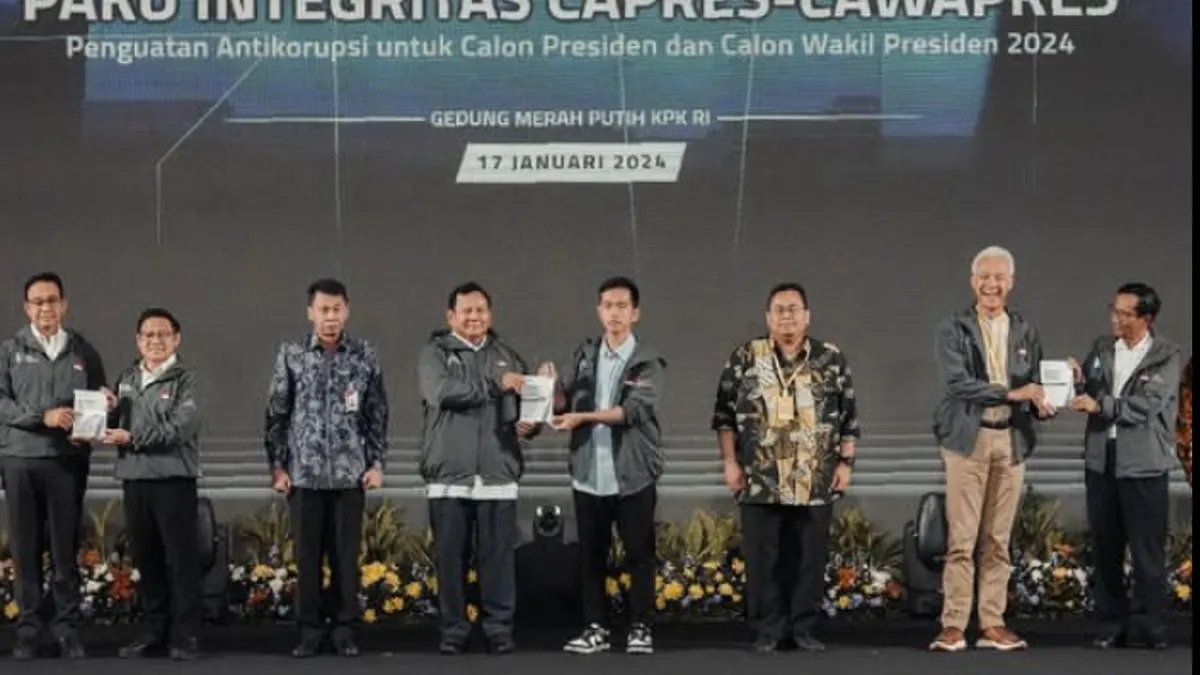 Tiga capres peserta Pemilu pada Kamis, 17 Januari 2024 mendatangi Komisi Pemberantasan Korupsi (KPK) untuk menghadiri acara bertajuk Paku Integritas.
