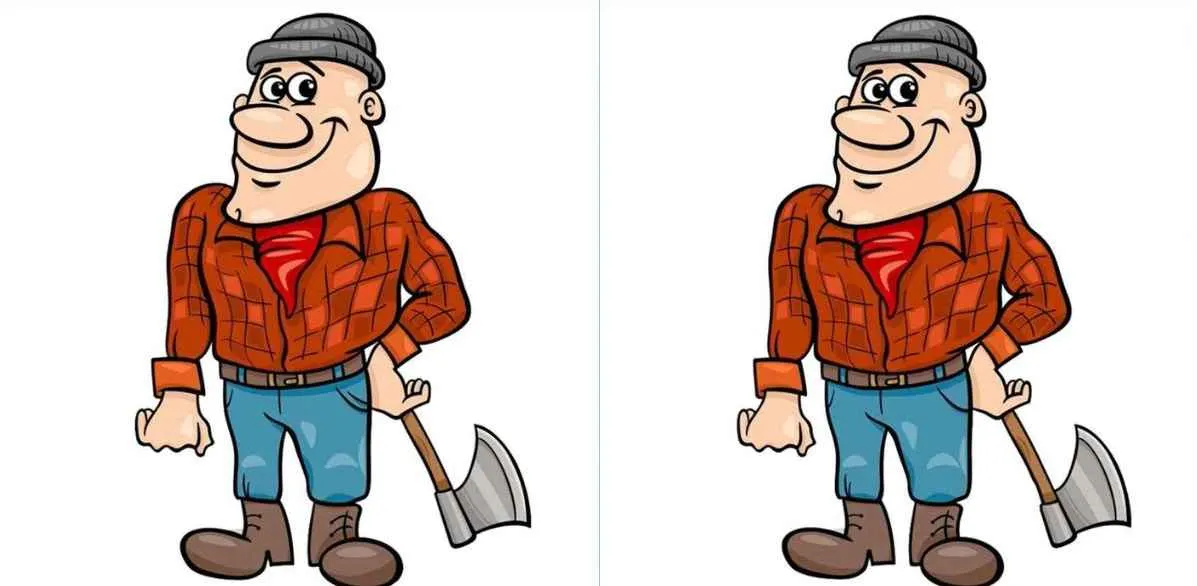 Dalam tes penglihatan ini, kamu akan diminta untuk menemukan 3 perbedaan pada gambar pria penebang kayu.