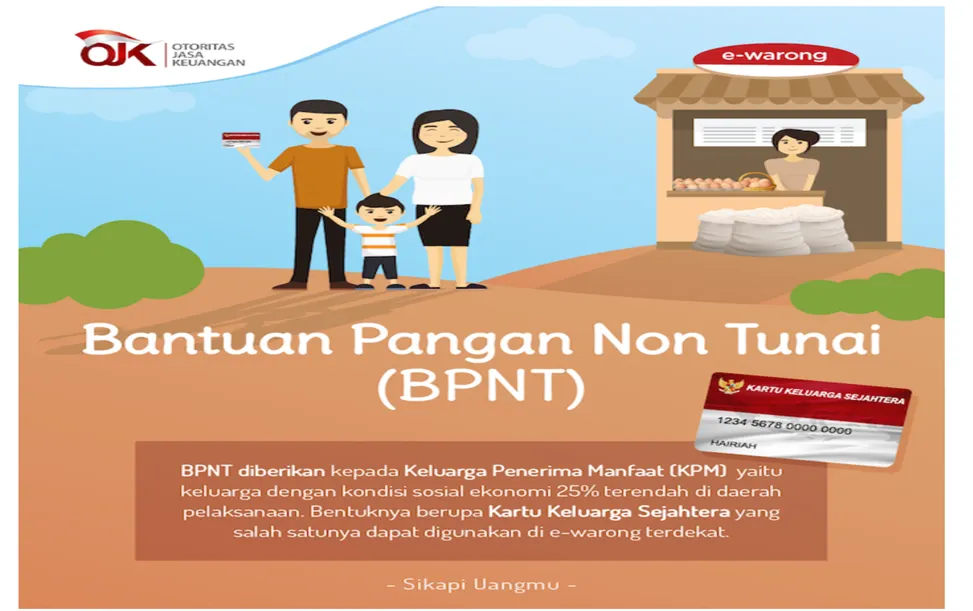 Bantuan Pangan Non Tunai ini bentuknya merupakan sebuah kartu merah putih yang bernama Kartu Keluarga Sejahtera atau KKS.