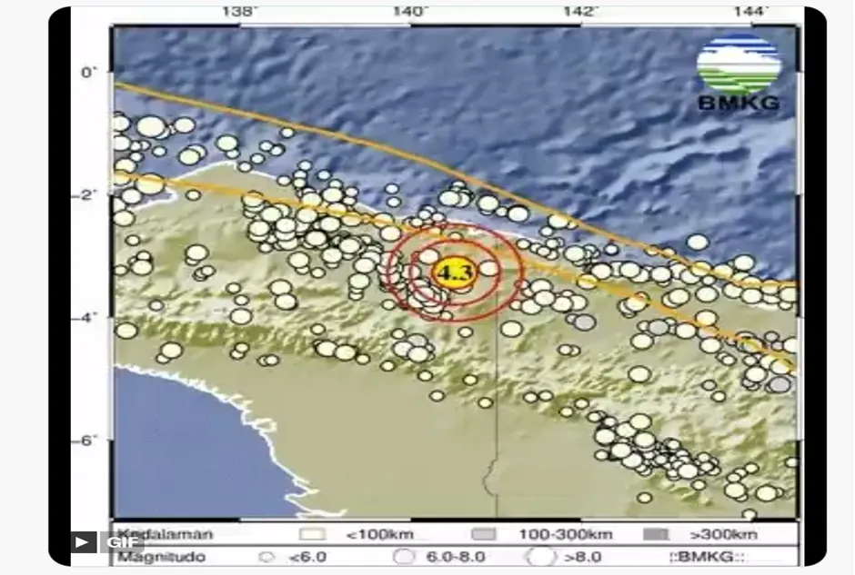 Info Gempa Hari Ini: Gempa M4,3 Guncang Kabupaten Keerom Papua, Ini Kata BMKG
