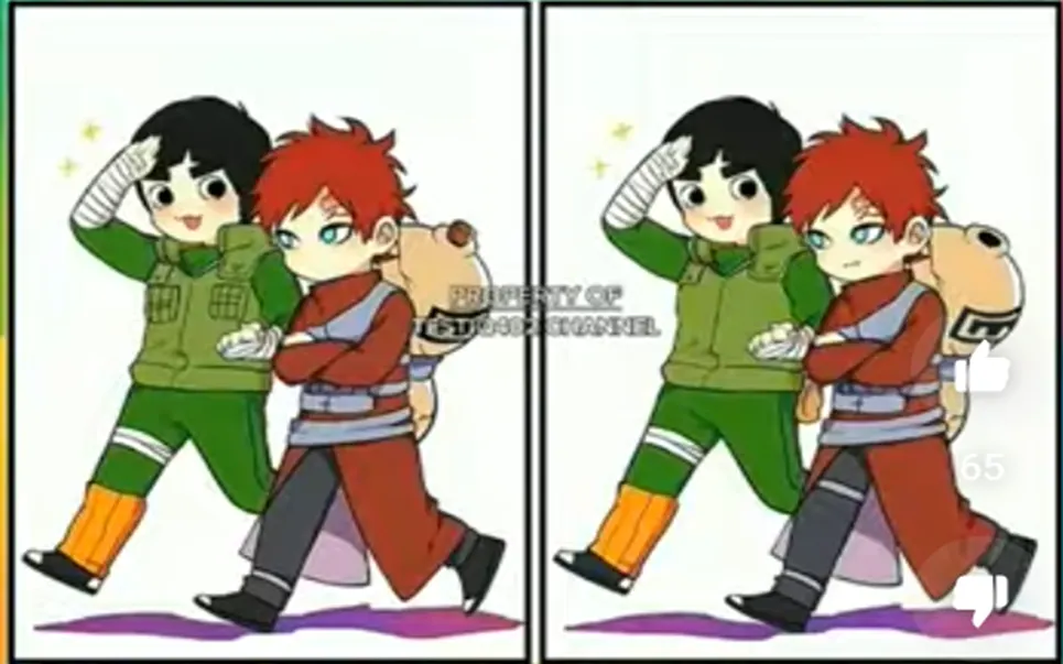 Tes IQ: Temukan 5 Perbedaan dalam Gambar Rock Lee dan Gaara Tokoh Anime Naruto