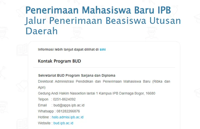 Seleksi BUD IPB Telah Dibuka