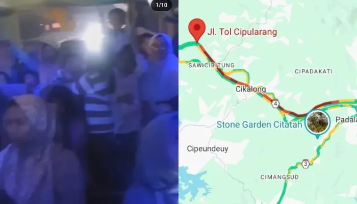 Kemacetan parah terjadi di ruas Tol Cipularang yang mengarah ke Bandung, Jawa Barat pada Kamis, 14 Desember 2023.