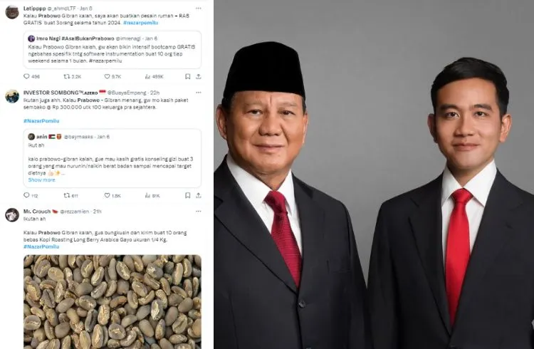 Tagar #nazarpemilu viral dan trending topik di X (dulunya Twitter) menjelang debat calon presiden dalam Pilpres 2024 nanti malam, Minggu, 7 Januari 2024.
