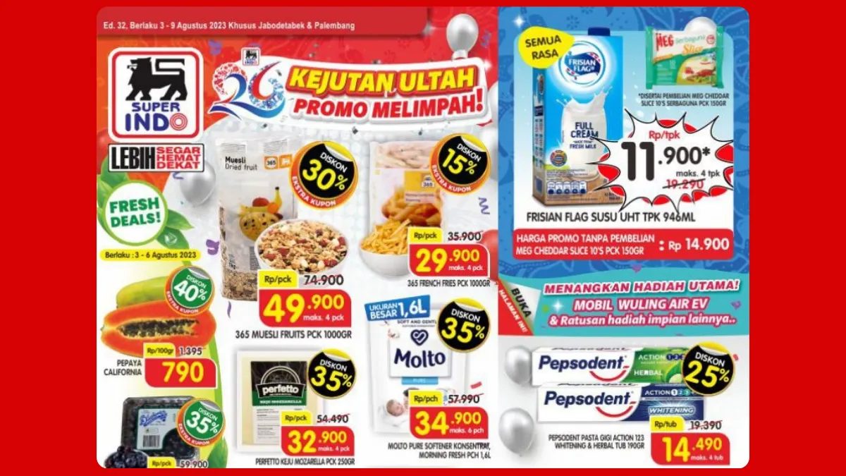 Katalog Promo Superindo Terbaru 3-9 AGUSTUS 2023, Diskon French Fries dan Popok Bayi 45%