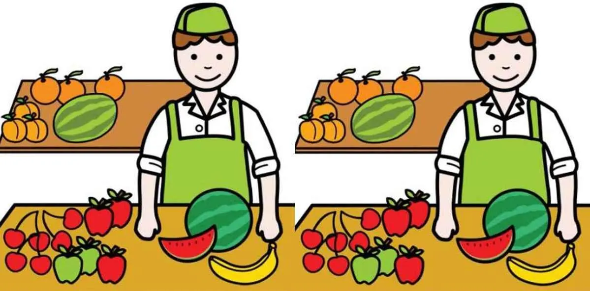Tes Penglihatan: Uji Kemampuan Analisa Kamu, Coba Temukan 3 Perbedaan pada Gambar Penjual Buah