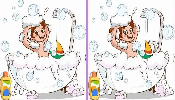 Tes Ilusi Optik: Coba Temukan 3 Perbedaan di 2 Gambar Anak Mandi Berikut Ini Dalam 12 Detik!