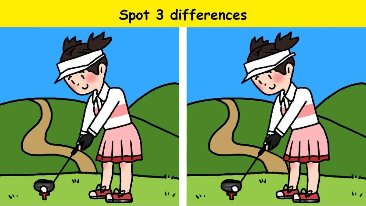 Tes IQ: Ada Tiga Perbedaan pada Gambar Wanita yang Bermain Golf Ini, Bisa Kamu Menemukannya? Fokuskan Matamu