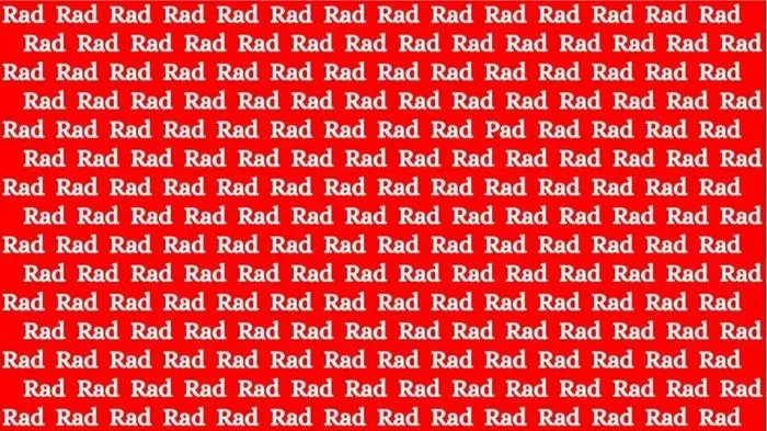 Tes ilusi optik ini akan menguji mata kamu untuk menemukan kata Pad di antara kumpulan Rad.