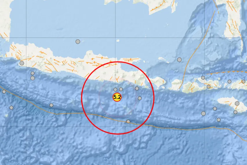 Gempa Magnitudo 5,2 Guncang Tenggara Malang, Tidak Berpotensi Tsunami (BMKG)