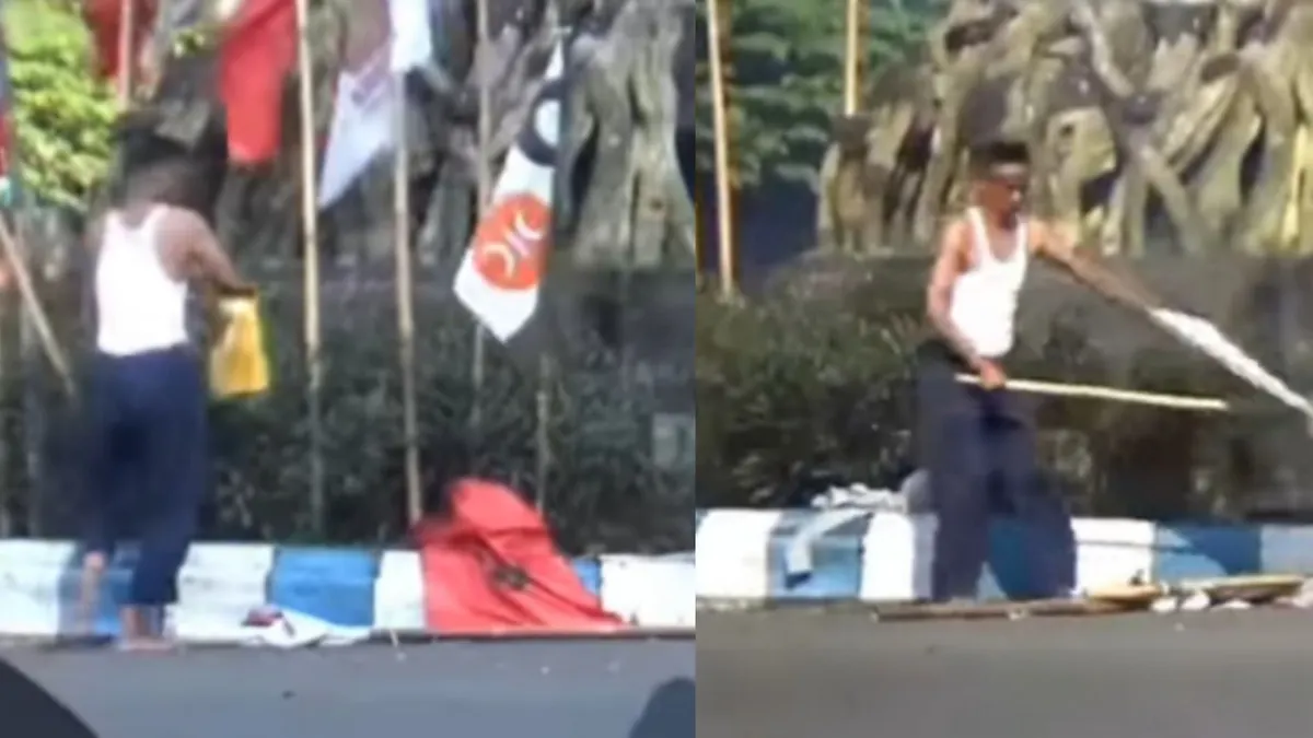 Pria ODGJ rusak bendera partai di Magetan