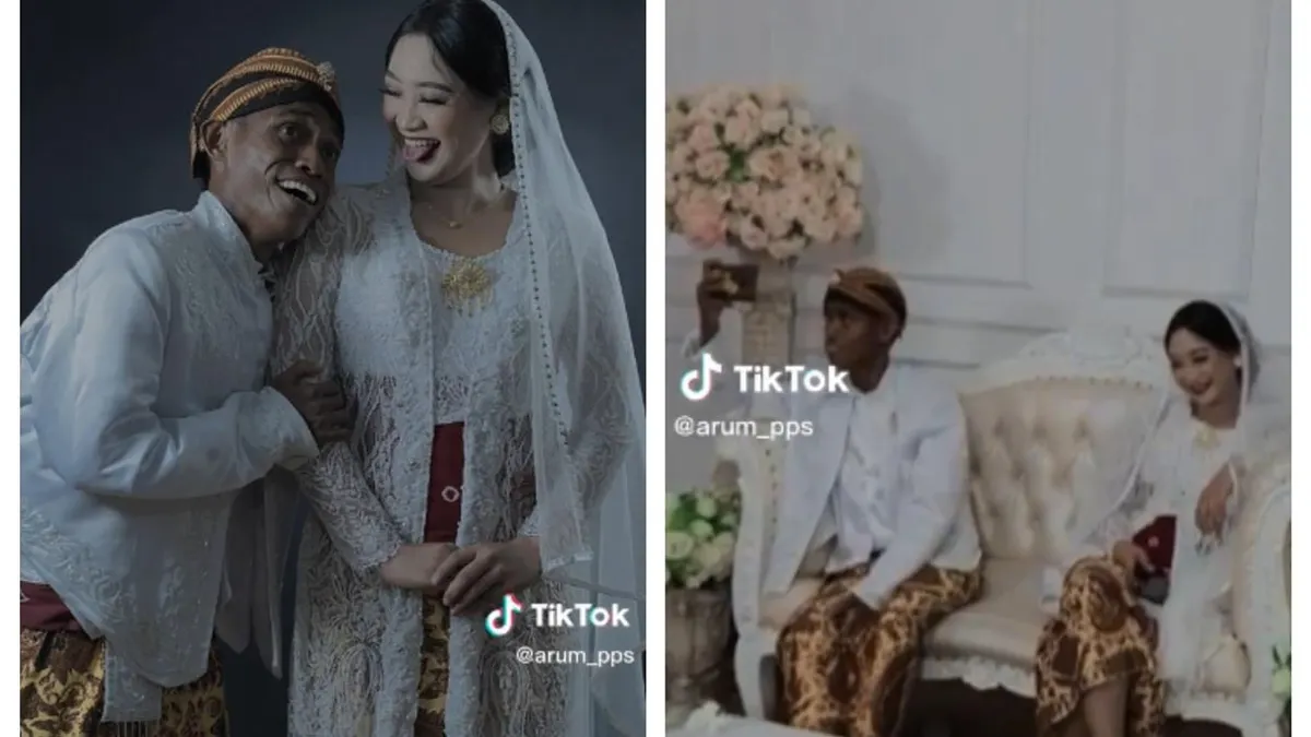 Viral Pasangan Pengantin Wanita Menikahi Pria Tanpa Memandang Fisik, Canda Warganet: Info Dukunnya Bang