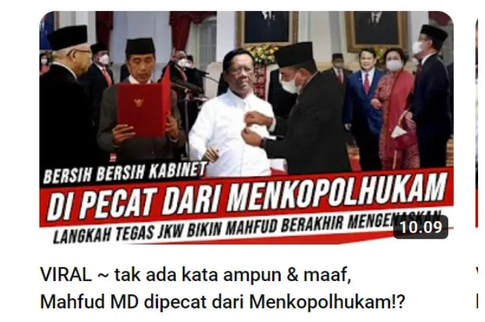CEK FAKTA: Viral Tak Ada Kata Ampun dan Maaf, Mahfud MD Dipecat dari Menkopolhukam, Benarkah?